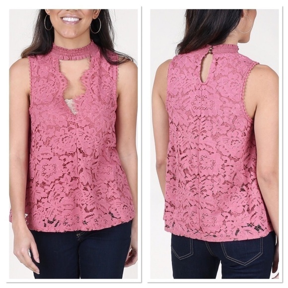 Altar’d State Hushed gardens pink lace top - Picture 1 of 8